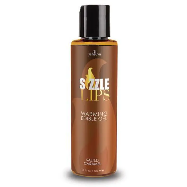 Зігрівальний масажний гель Sensuva Sizzle Lips Salted Caramel (125 мл), без цукру, їстівний - Master