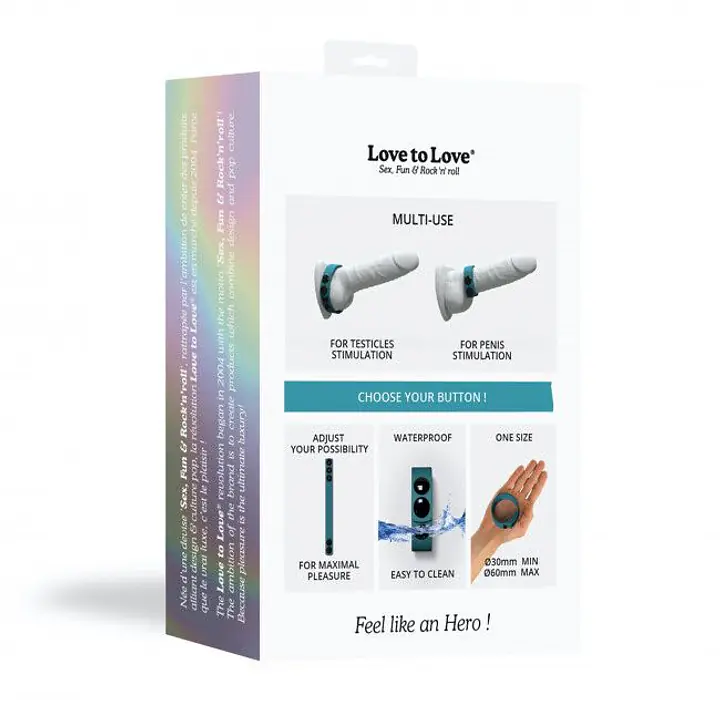 Регульоване ерекційне кільце на кнопках Love To Love HERO RING - TEAL ME - Master