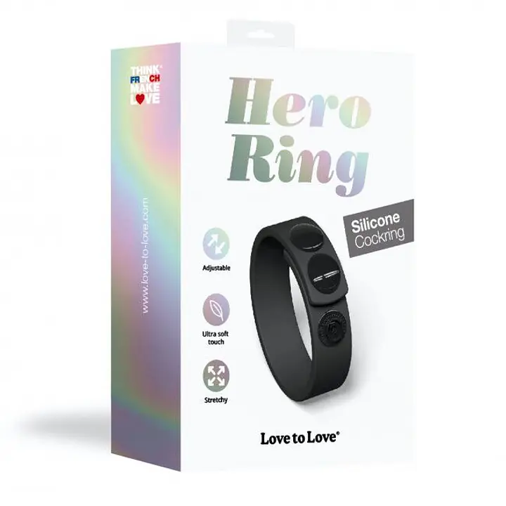 Регульоване ерекційне кільце на кнопках Love To Love HERO RING - BLACK ONYX - Master