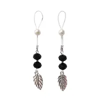 Прикраси з намистинами та листочком для сосків Art of Sex – Nipple Jewelry Leaf, чорні - Master