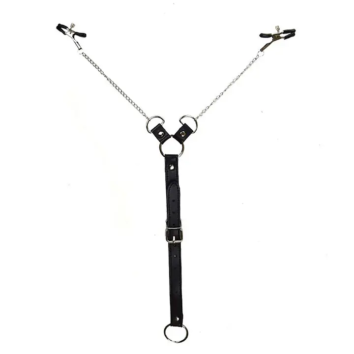 Затискачі для сосків з фіксацією на пенісі Art of Sex – Nipple Clamps for Men, екошкіра - Master