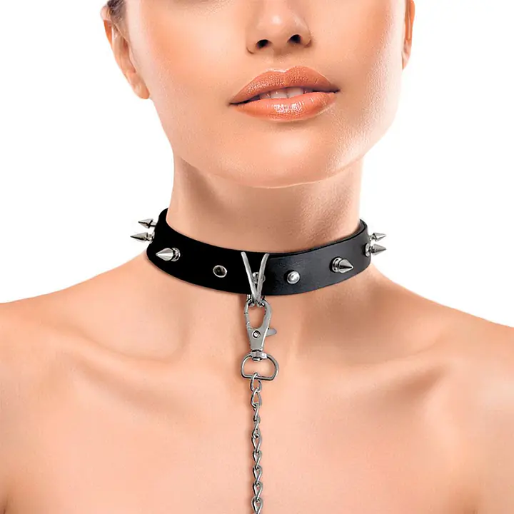 Нашийник з шипами та повідцем Art of Sex - Collar Spikes and Leash - Master