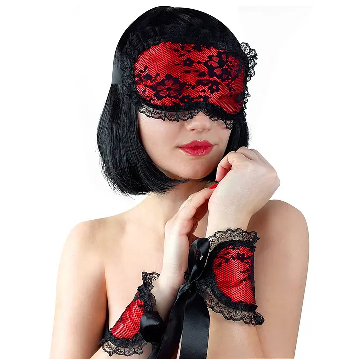 Мереживна маска на очі з наручниками Art of Sex – Mask and Handcuffs - Master