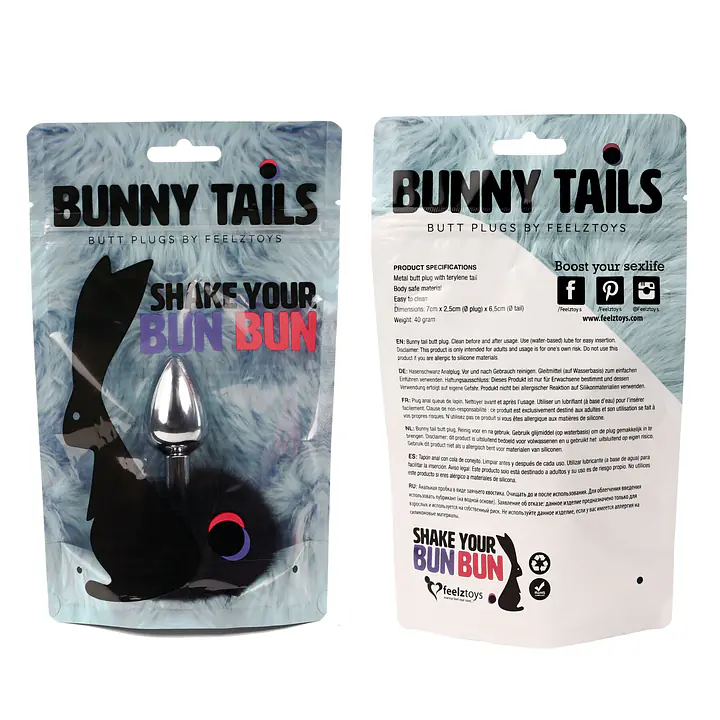 Анальна пробка FeelzToys - Bunny Tails Butt Plug Black - Master