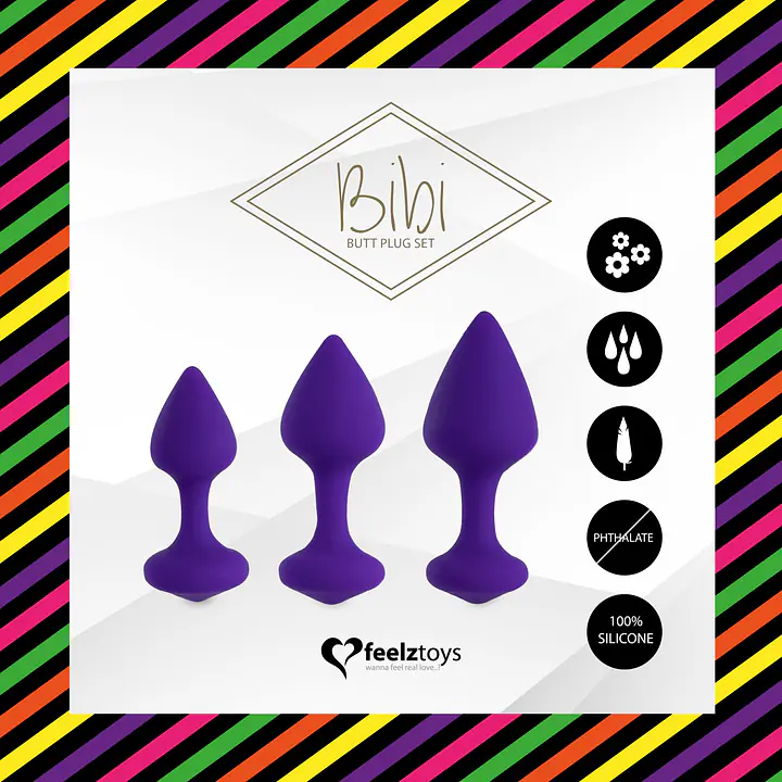 Набір силіконових анальних пробок FeelzToys - Bibi Butt Plug Set 3 pcs Purple - Master