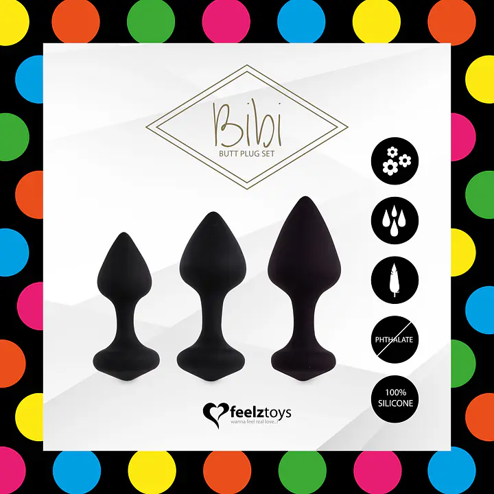 Набір силіконових анальних пробок FeelzToys - Bibi Butt Plug Set 3 pcs Black - Master