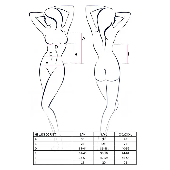 Корсет з пажами Passion HELLEN CORSET S/M, black, трусики, напівпрозорий - Master