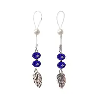 Прикраси з намистинами та листочком для сосків Art of Sex – Nipple Jewelry Leaf, сині - Master
