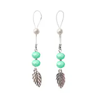 Прикраси з намистинами та листочком для сосків Art of Sex – Nipple Jewelry Leaf, м’ятні - Master