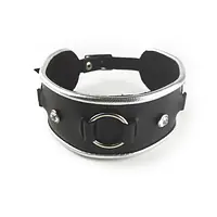 Ошейник из натуральной кожи со стразами и кольцом Art of Sex -  Collar Ring - Master