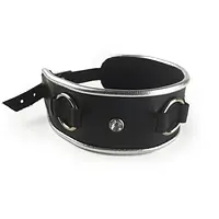 Ошейник из натуральной кожи со стразами и кольцом Art of Sex -  Collar Ring - Master