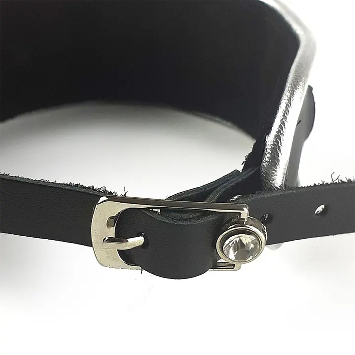 Ошейник из натуральной кожи со стразами и кольцом Art of Sex -  Collar Ring - Master