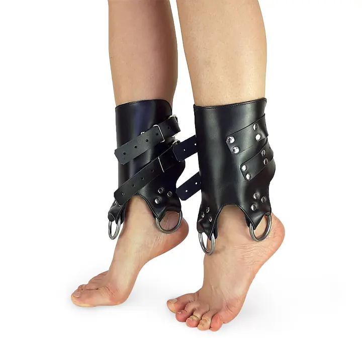 Поножі-манжети для підвісу за ноги Art of Sex – Leg Cuffs For Suspension, чорні, натуральна шкіра - Master