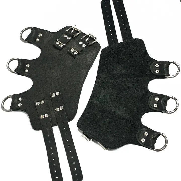 Поножі-манжети для підвісу за ноги Art of Sex – Leg Cuffs For Suspension, чорні, натуральна шкіра - Master