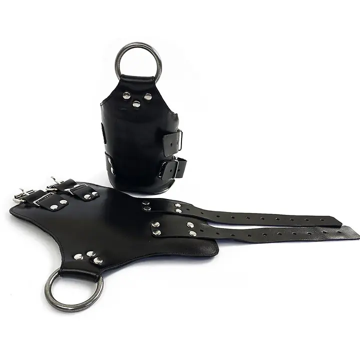 Манжети для підвісу за руки Art of Sex – Kinky Hand Cuffs For Suspension, чорні, натуральна шкіра - Master