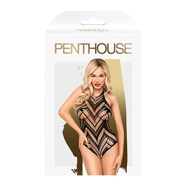 Боді з геометричним орнаментом Penthouse - Go Hotter Black S/L - Master