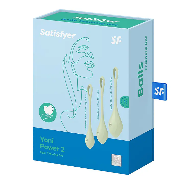 Набір йоні намистин Satisfyer Yoni Power 2 Light Green, диаметр 2-2,5-3см, вес 22-44-73гр - Master