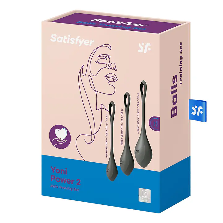 Набір йоні намистин Satisfyer Yoni Power 2 Black, діаметр 2-2,5-3см, маса 22-44-73 г - Master