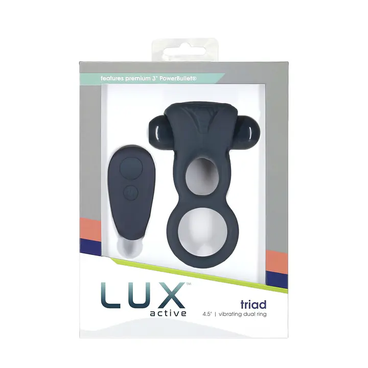 Подвійне ерекційне кільце з вібрацією Lux Active-Triad - Vibrating Dual Cock Ring, пульт ДК - Master