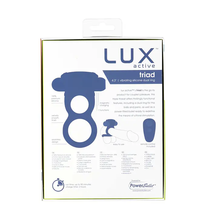 Подвійне ерекційне кільце з вібрацією Lux Active-Triad - Vibrating Dual Cock Ring, пульт ДК - Master