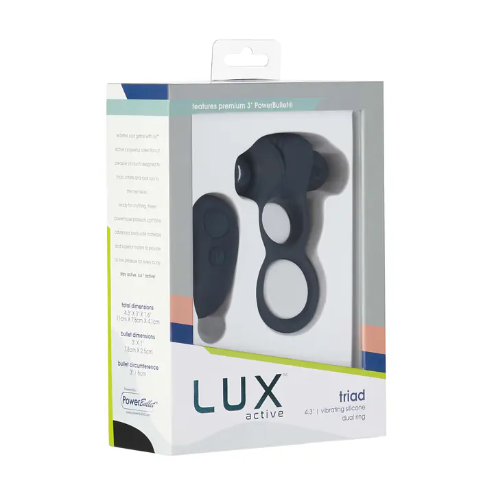 Подвійне ерекційне кільце з вібрацією Lux Active-Triad - Vibrating Dual Cock Ring, пульт ДК - Master