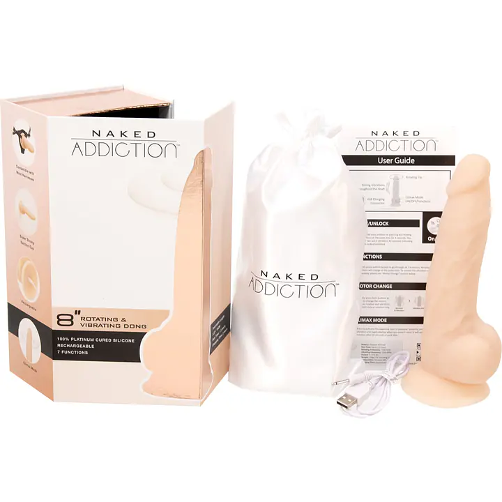 Фалоімітатор з вібрацією та ротацією Naked ADDICTION James 8″ Rotating&Vibrating Dong,пульт ДК - Master
