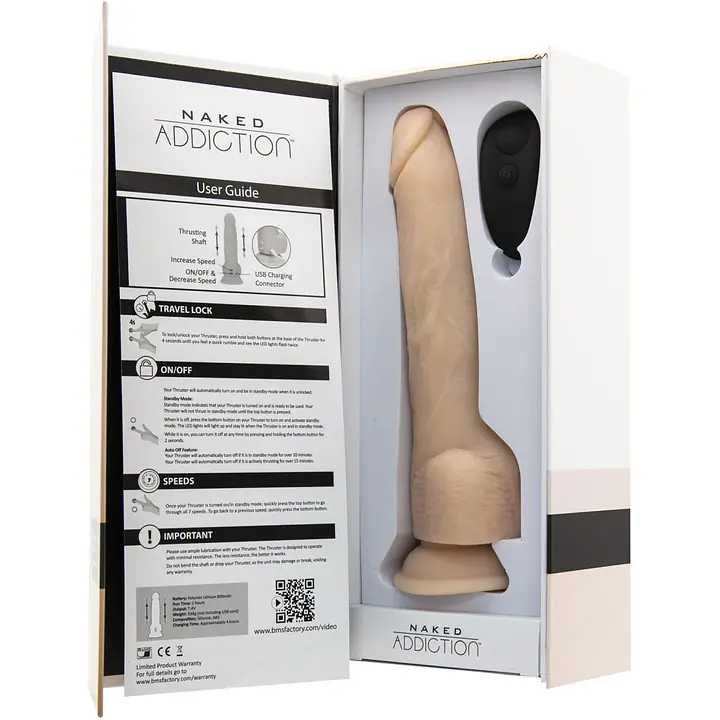 Фалоімітатор з пульсацією Naked ADDICTION Dominic 9″ Vanilla, пульт ДК, діаметр 4,2 см - Master