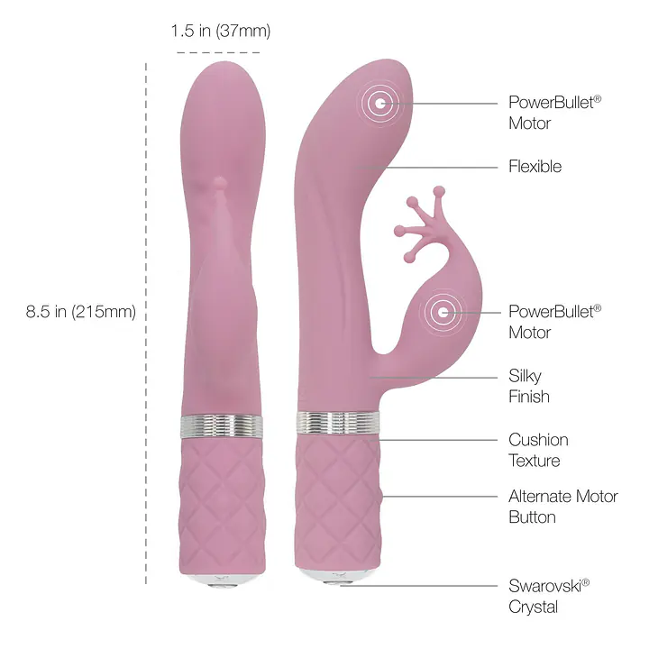 Розкішний вібратор-кролик Pillow Talk - Kinky Pink з кристалом Сваровські, потужний - Master