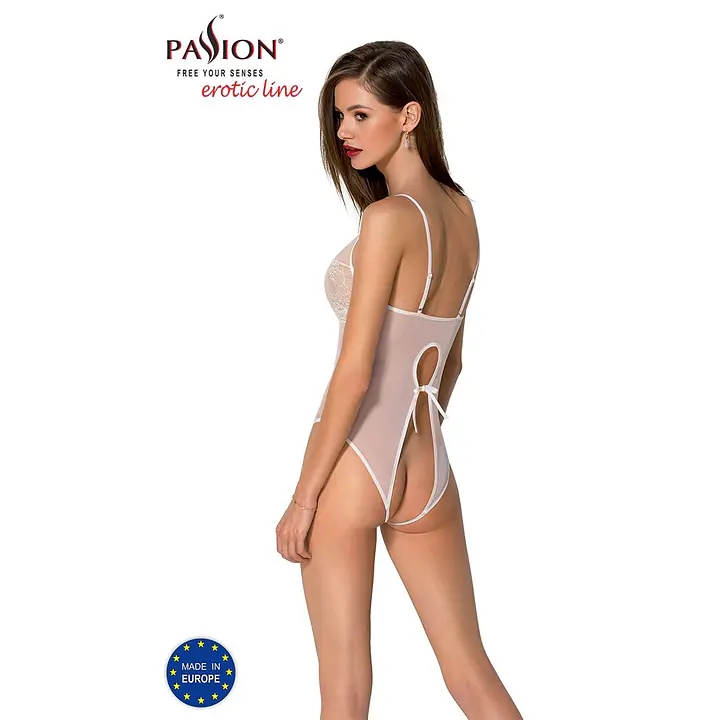 Боді з ажурним декором та відкритим кроком Passion URSULA BODY XXL/XXXL, white - Master