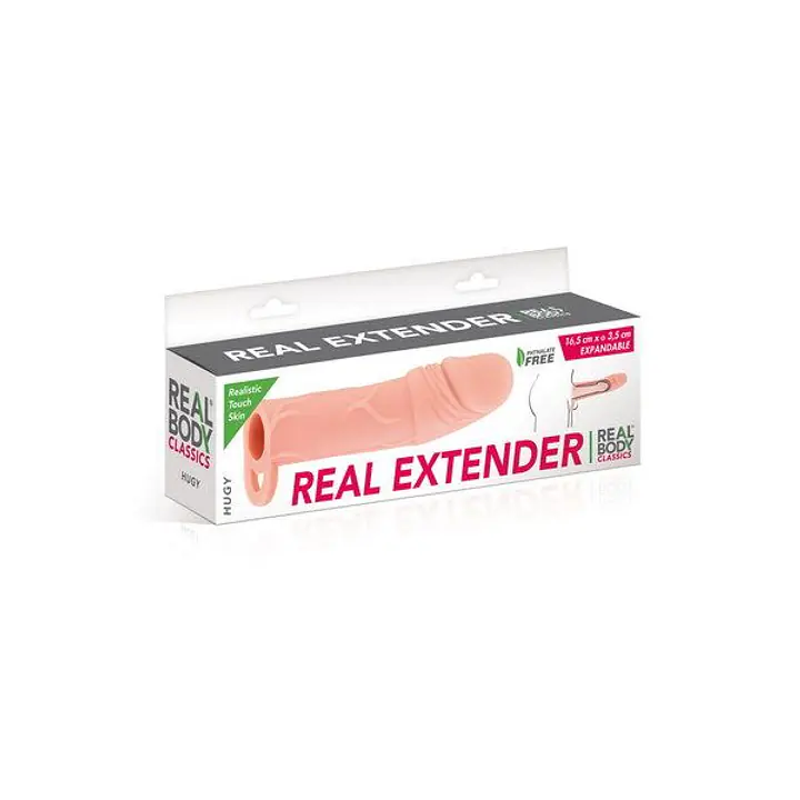Насадка на член Real Body — Real Extender HUGY з відкритою головкою та кільцем для мошонки - Master