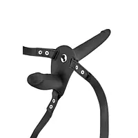 Подвійний страпон з вібрацією Fetish Tentation Vibrating Strap-On with Double Dildo Black - Master