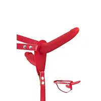 Подвійний страпон Fetish Tentation Strap-On with Double Dildo Red - Master