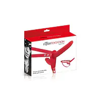 Подвійний страпон Fetish Tentation Strap-On with Double Dildo Red - Master