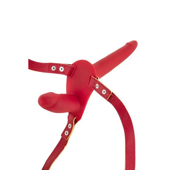 Подвійний страпон Fetish Tentation Strap-On with Double Dildo Red - Master