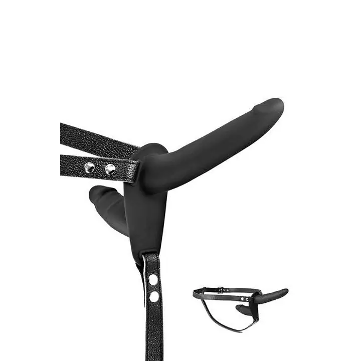 Подвійний страпон Fetish Tentation Strap-On with Double Dildo Black - Master