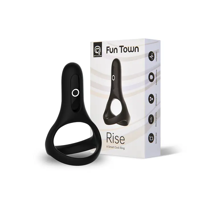 Подвійне ерекційне кільце Fun Town Rise Black, керування зі смартфона - Master
