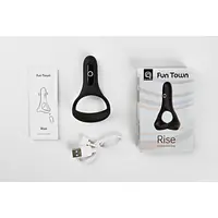 Подвійне ерекційне кільце Fun Town Rise Black, керування зі смартфона - Master