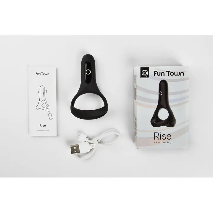 Подвійне ерекційне кільце Fun Town Rise Black, керування зі смартфона - Master