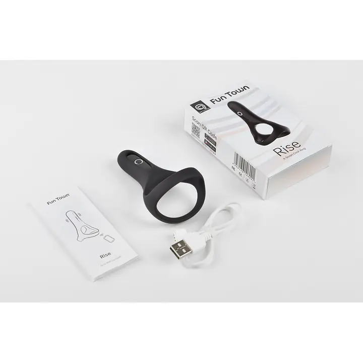 Подвійне ерекційне кільце Fun Town Rise Black, керування зі смартфона - Master