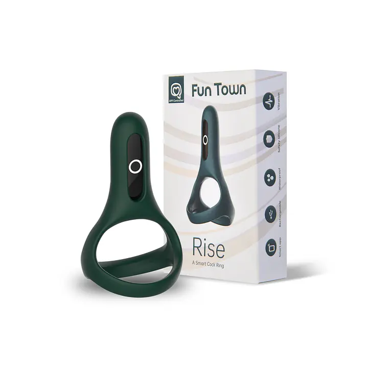 Подвійне ерекційне кільце Fun Town Rise Turquoise, керування зі смартфона - Master