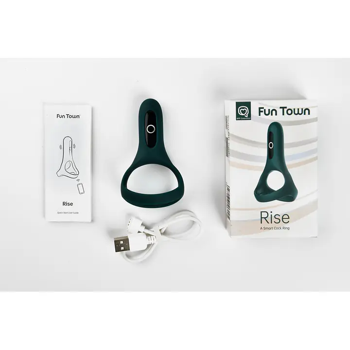 Подвійне ерекційне кільце Fun Town Rise Turquoise, керування зі смартфона - Master