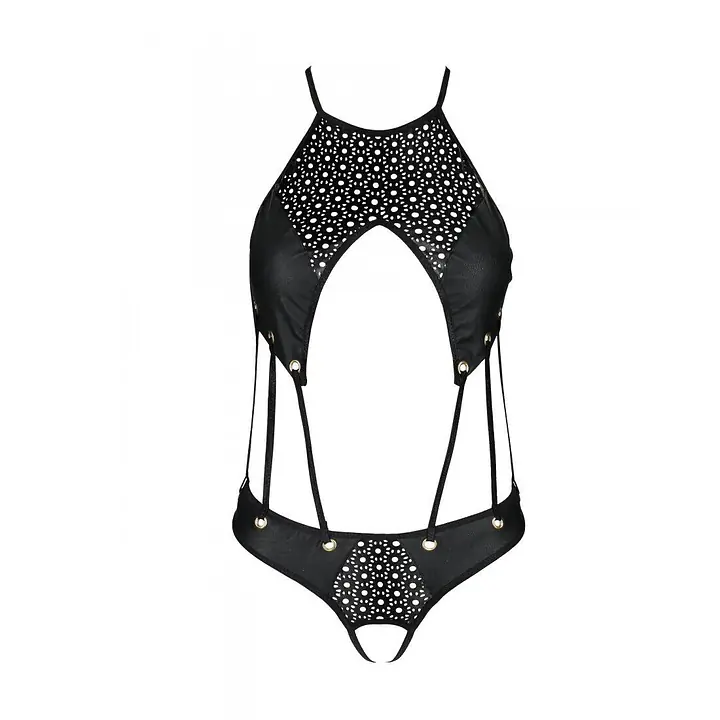 Розпродаж!!! Боді з екошкіри з ремінцями та перфорацією Tamaris Body black L/XL — Passion - Master