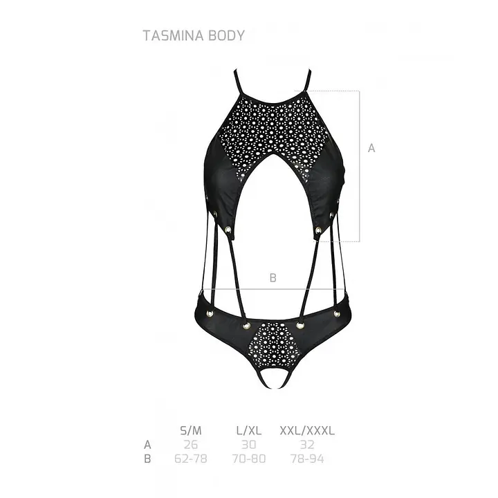 Розпродаж!!! Боді з екошкіри з ремінцями та перфорацією Tamaris Body black L/XL — Passion - Master