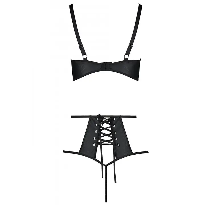 Розпродаж!!! Комплект з екошкіри Passion Tamaris Set black L/XL, бюстгальтер та трусики - Master