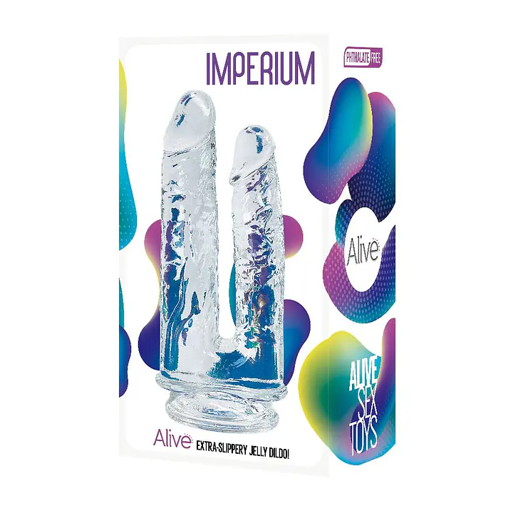 Прозорий фалоімітатор Alive Imperium Jelly Dildo для подвійного проникнення - Master