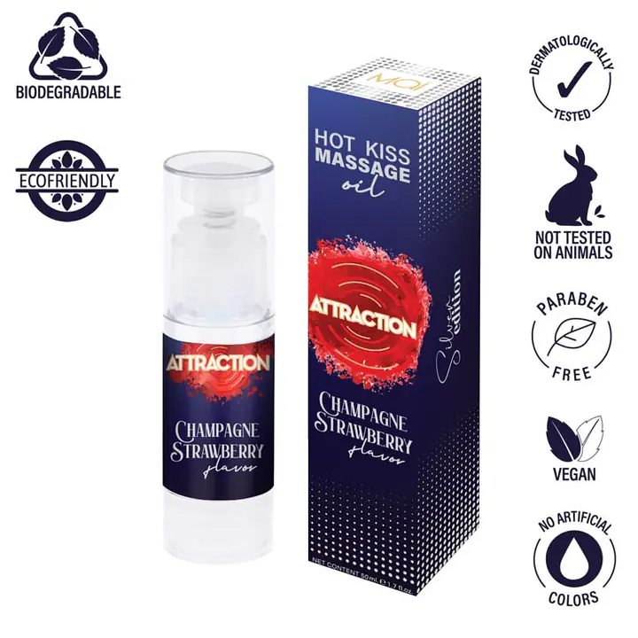 Їстівна масажна олія MAI Attraction Champagne Strawberry Hot Kiss (50 мл) - Master