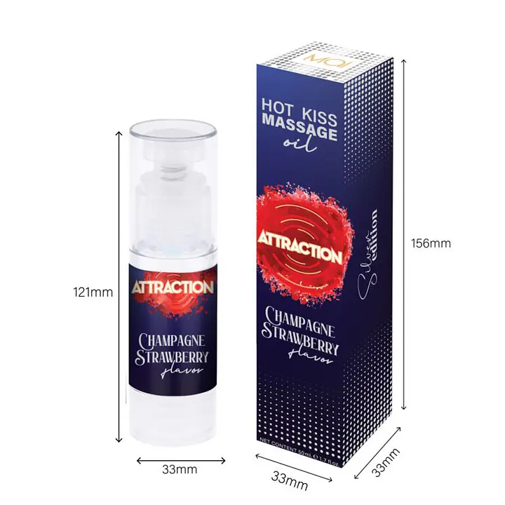 Їстівна масажна олія MAI Attraction Champagne Strawberry Hot Kiss (50 мл) - Master