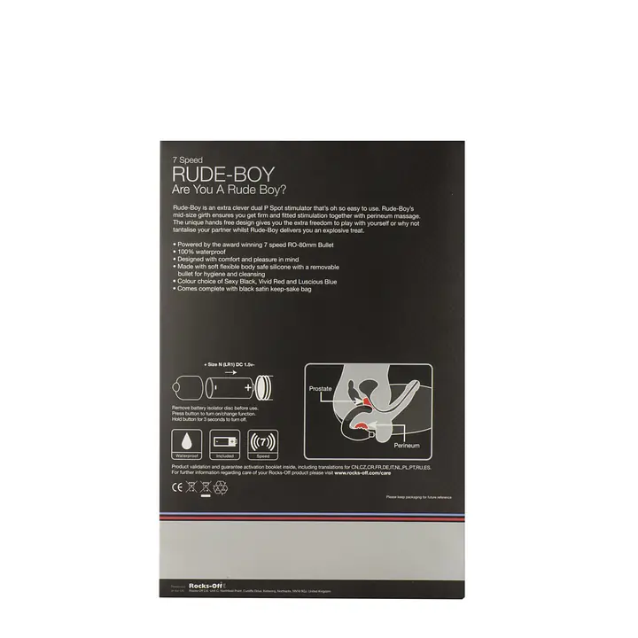 Вібромасажер простати Rocks Off Rude-Boy Black, масаж промежини, макс. діаметр 2,5 см - Master