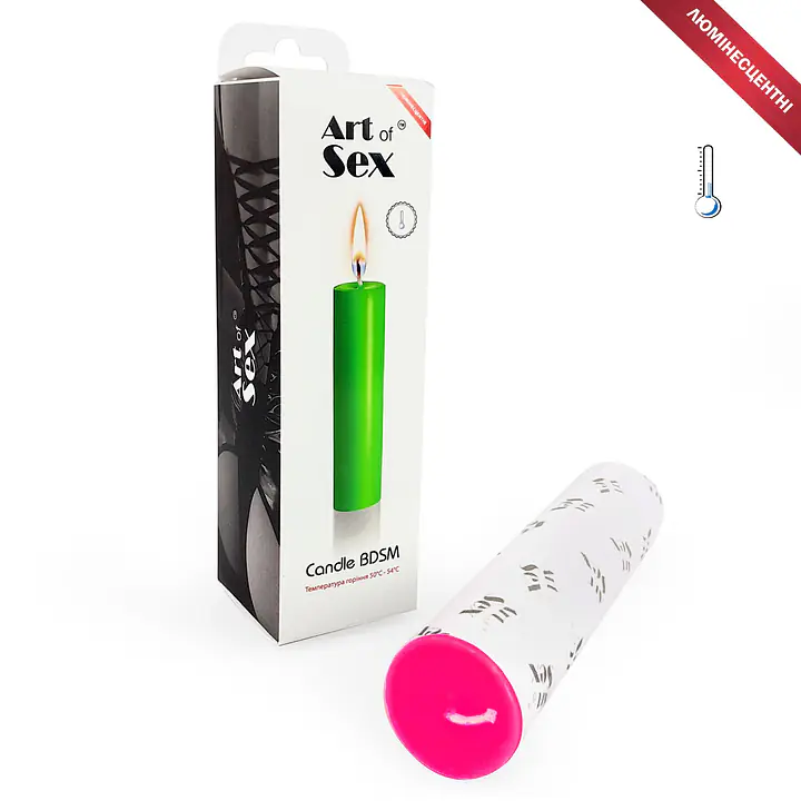 Рожева воскова свічка Art of Sex size M 15 см низькотемпературна, люмінесцентна - Master