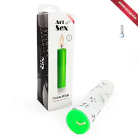 Зелена воскова свічка Art of Sex size M 15 см низькотемпературна, люмінесцентна - Master